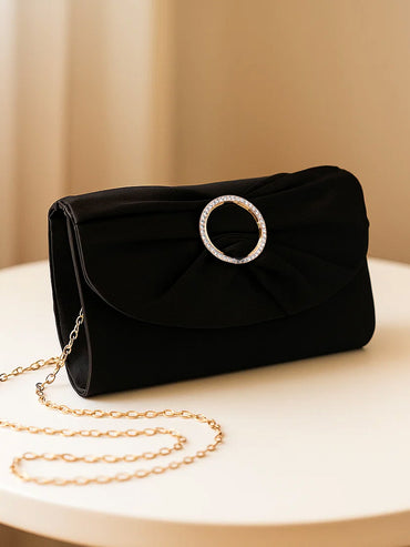 Black Satin Glam Evening Clutch