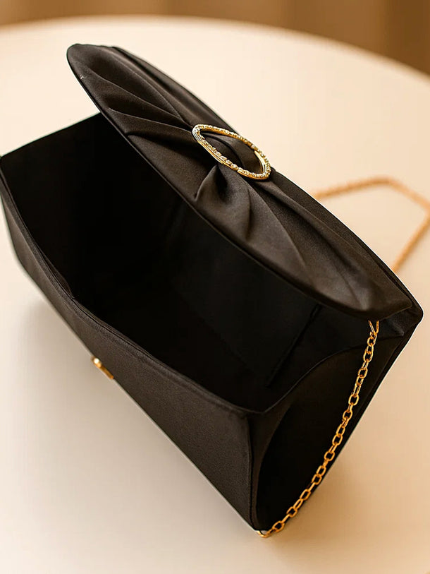 Black Satin Glam Evening Clutch