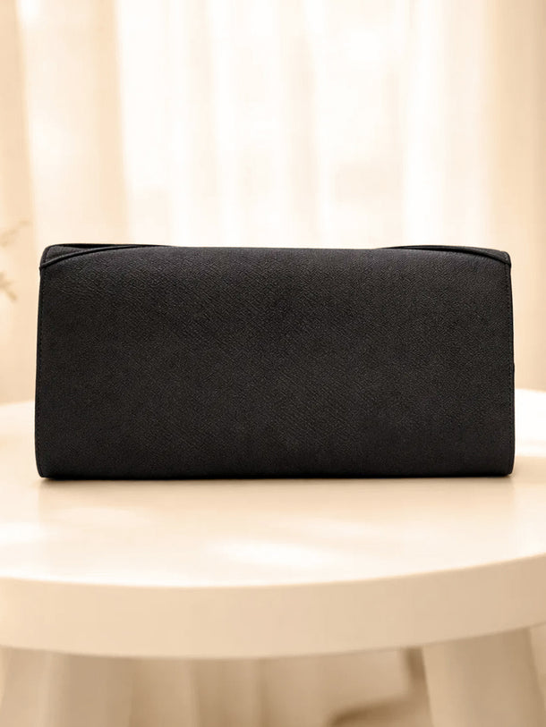 Black Satin Glam Evening Clutch