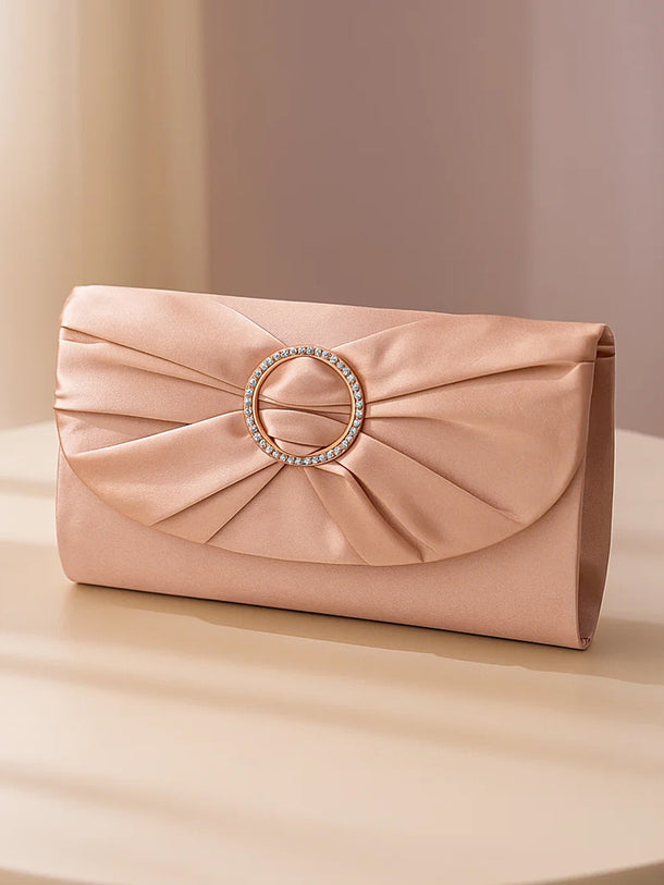 Blush Pink Crystal Buckle Clutch