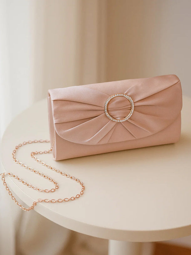 Blush Pink Crystal Buckle Clutch