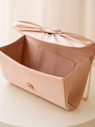 Blush Pink Crystal Buckle Clutch