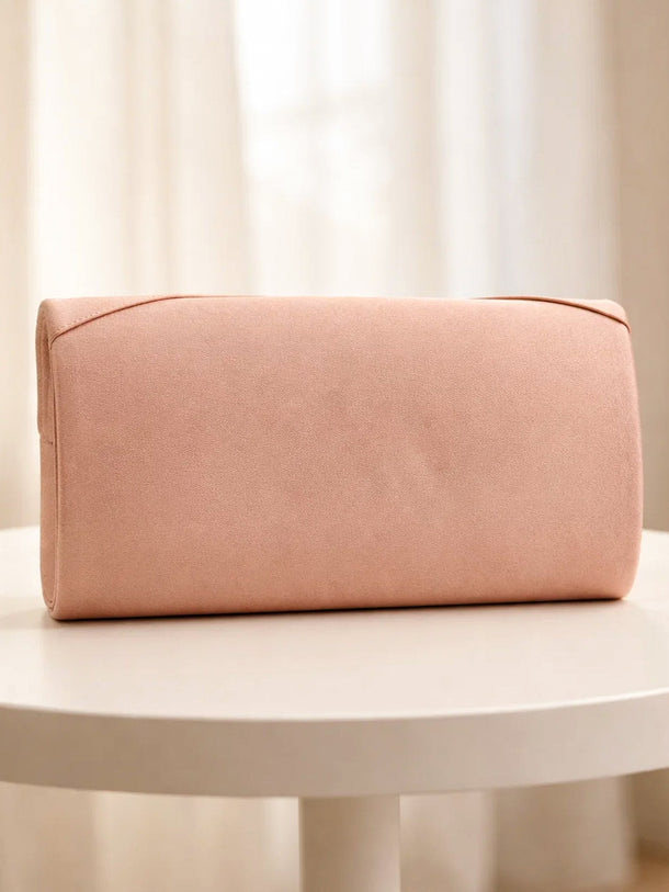 Blush Pink Crystal Buckle Clutch