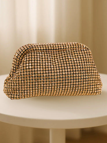 Glam Gold Crystal Pouch Clutch