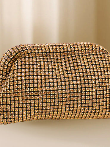 Glam Gold Crystal Pouch Clutch