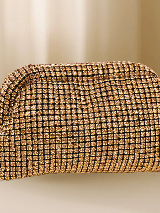 Glam Gold Crystal Pouch Clutch