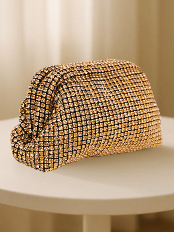 Glam Gold Crystal Pouch Clutch