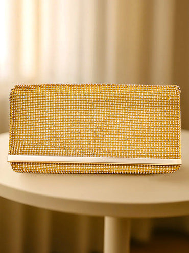 Dazzling Gold Crystal Event Clutch Bag