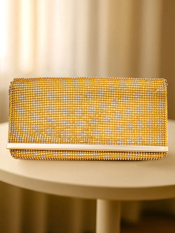 Dazzling Gold Crystal Event Clutch Bag