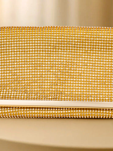 Dazzling Gold Crystal Event Clutch Bag