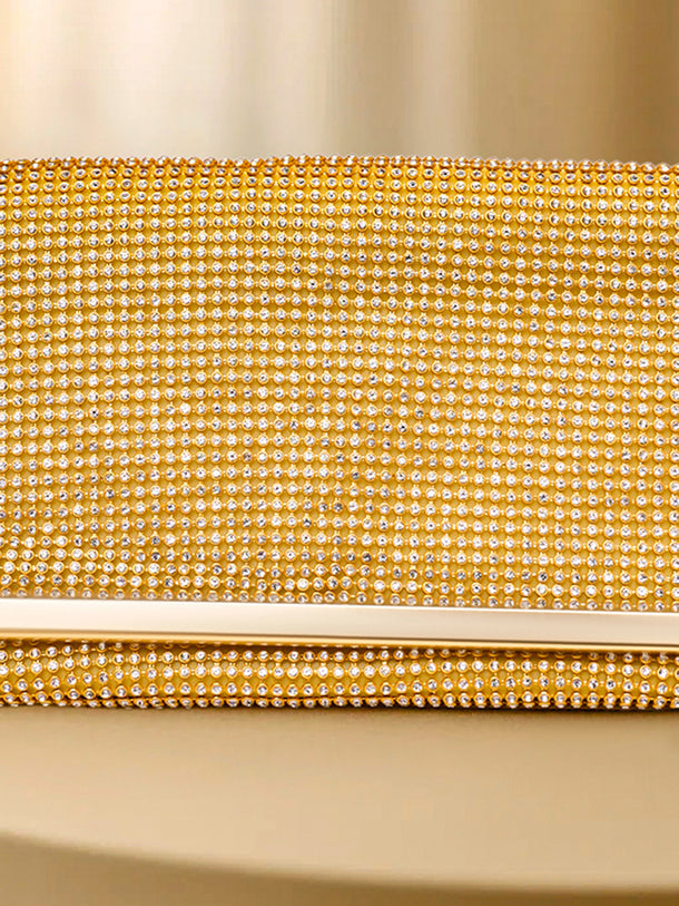 Dazzling Gold Crystal Event Clutch Bag