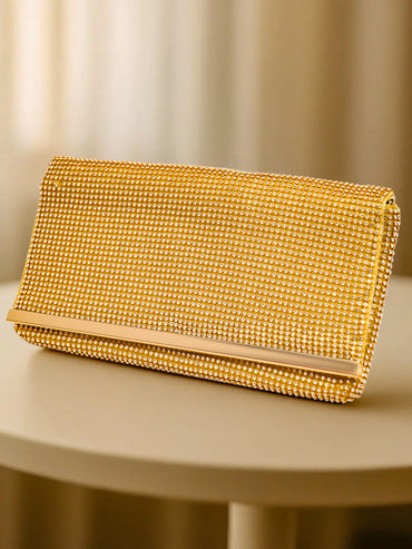 Dazzling Gold Crystal Event Clutch Bag