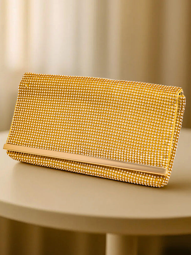 Dazzling Gold Crystal Event Clutch Bag