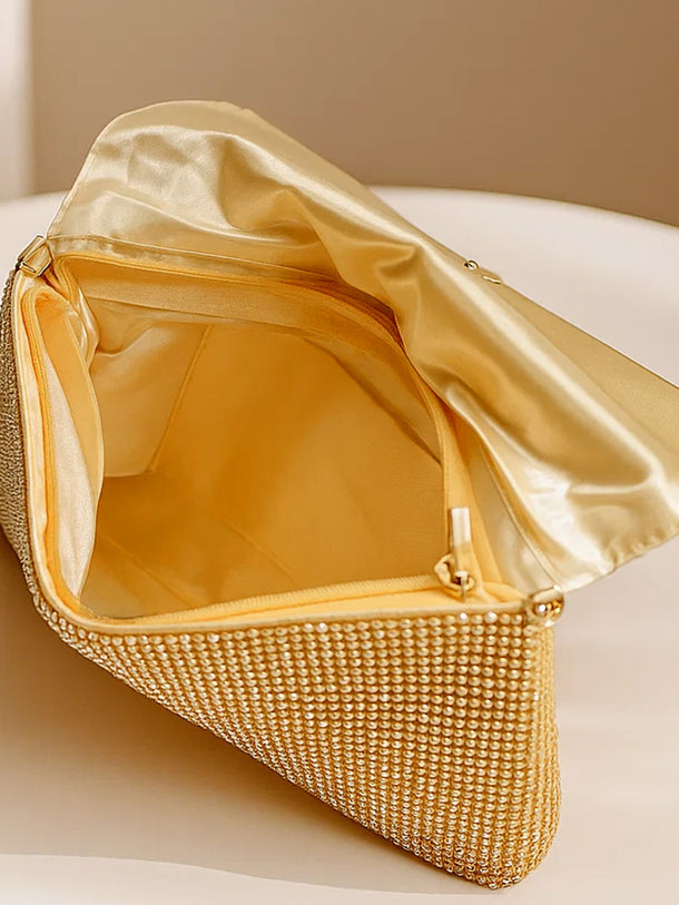 Dazzling Gold Crystal Event Clutch Bag