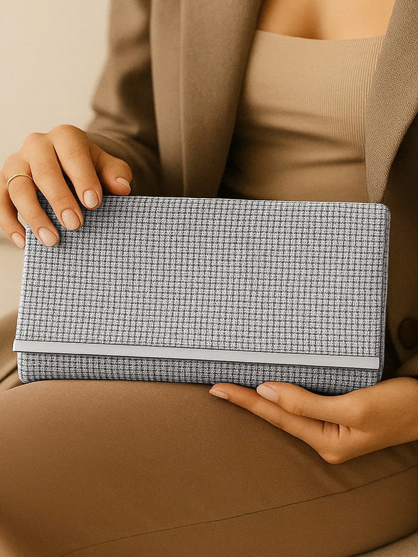 Silver Spark Crystal Party Clutch