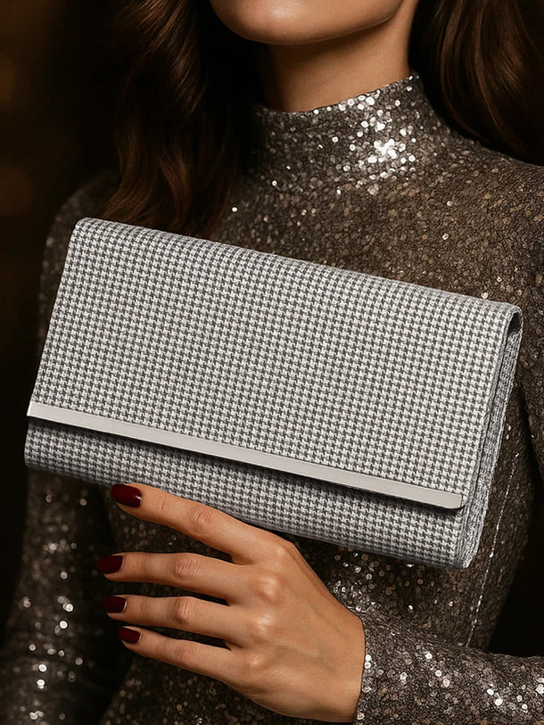 Silver Spark Crystal Party Clutch