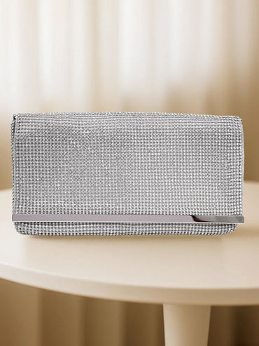 Silver Spark Crystal Party Clutch