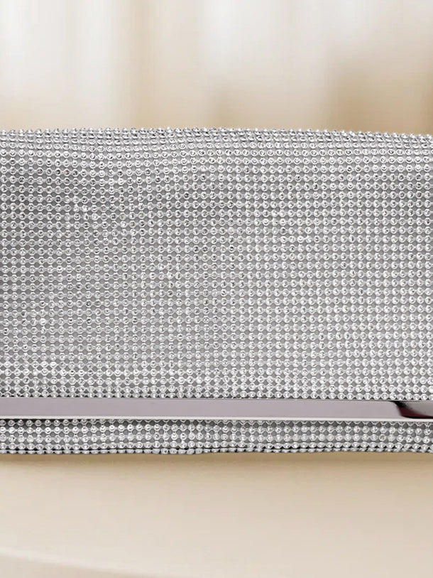 Silver Spark Crystal Party Clutch