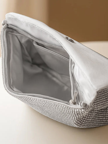 Silver Spark Crystal Party Clutch