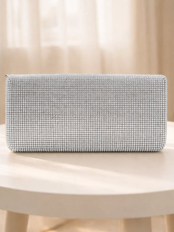 Silver Spark Crystal Party Clutch