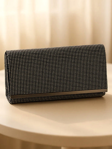 Midnight Spark Black Crystal Clutch