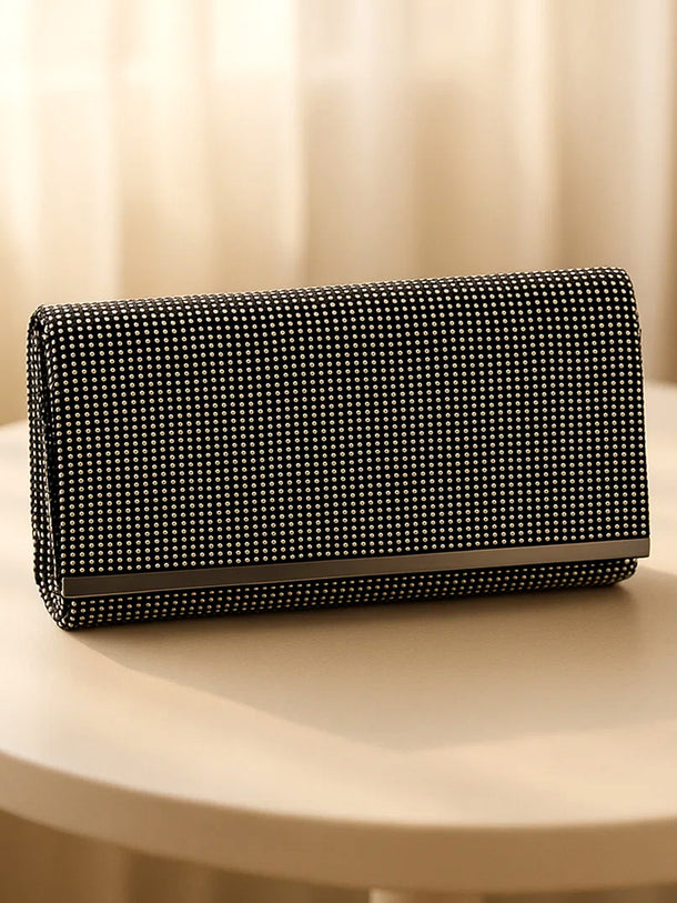 Midnight Spark Black Crystal Clutch