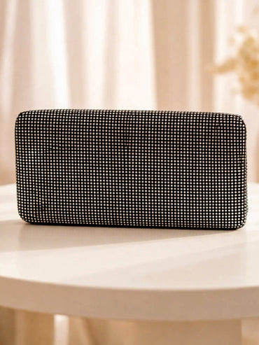 Midnight Spark Black Crystal Clutch