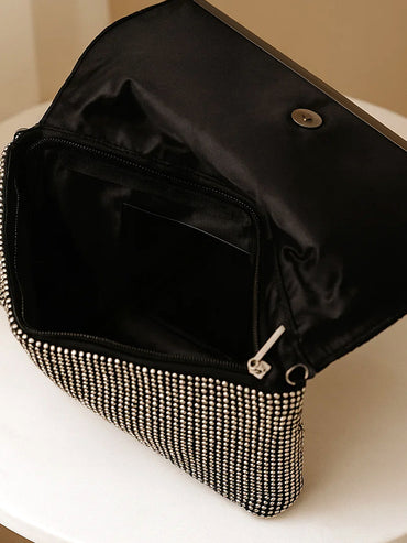 Midnight Spark Black Crystal Clutch
