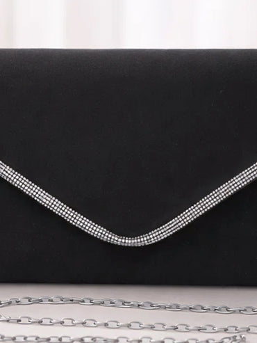 Black Velvet Chain Statement Clutch