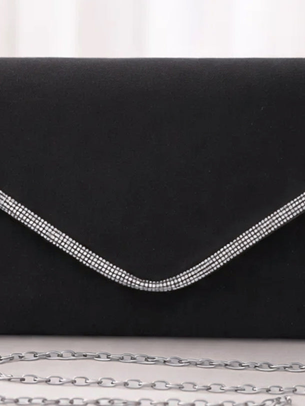 Black Velvet Chain Statement Clutch