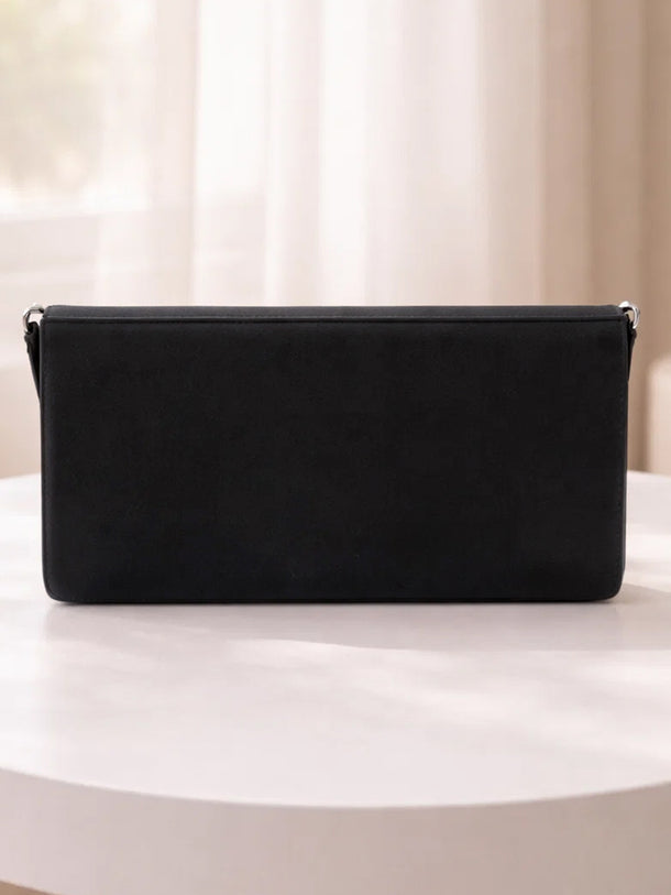 Black Velvet Chain Statement Clutch