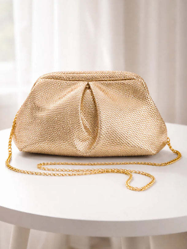 Gold Shimmer Luxe Party Clutch Bag
