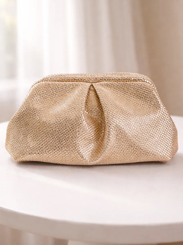 Gold Shimmer Luxe Party Clutch Bag