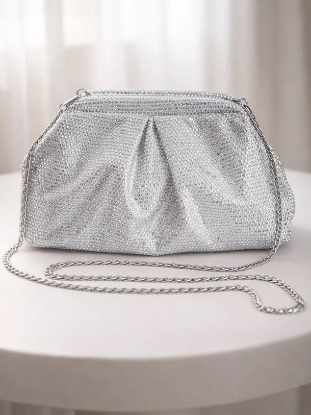 Silver Shimmer Luxe Party Clutch Bag