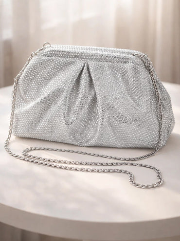 Silver Shimmer Luxe Party Clutch Bag