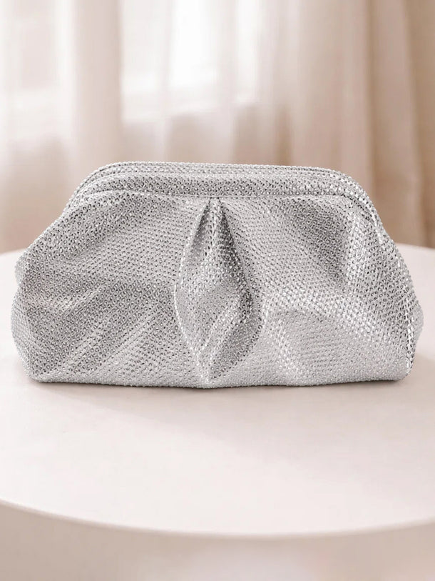 Silver Shimmer Luxe Party Clutch Bag