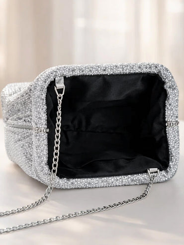 Silver Shimmer Luxe Party Clutch Bag