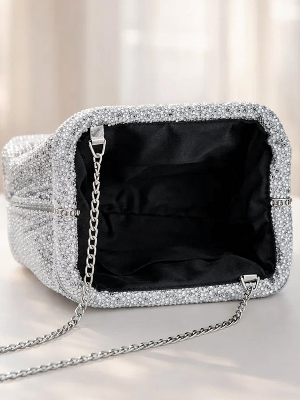 Silver Shimmer Luxe Party Clutch Bag