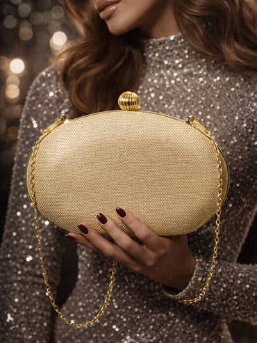 Sculpted Gold Metallic Party Clutch