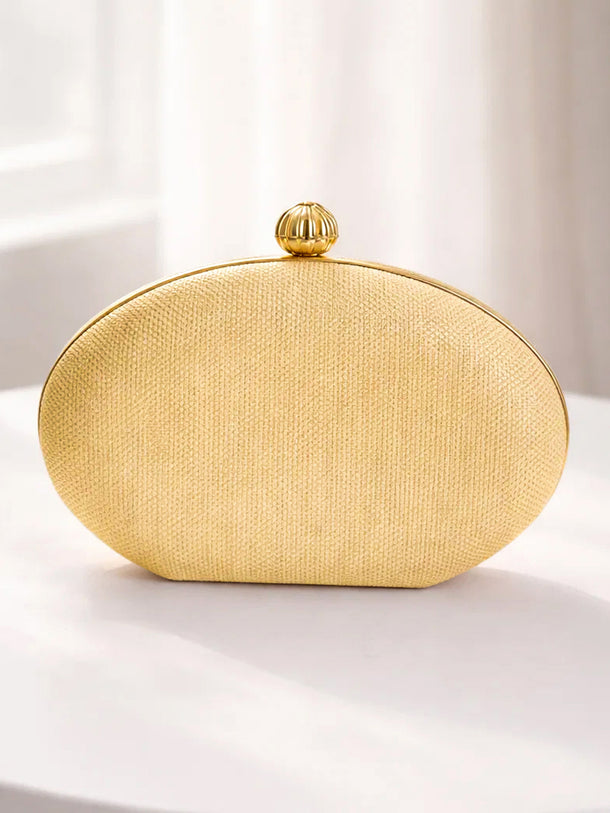 Sculpted Gold Metallic Party Clutch