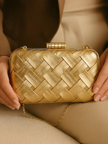 Glam Night Textured Gold Clutch