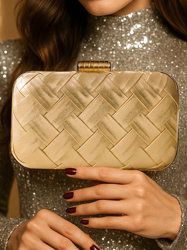 Glam Night Textured Gold Clutch