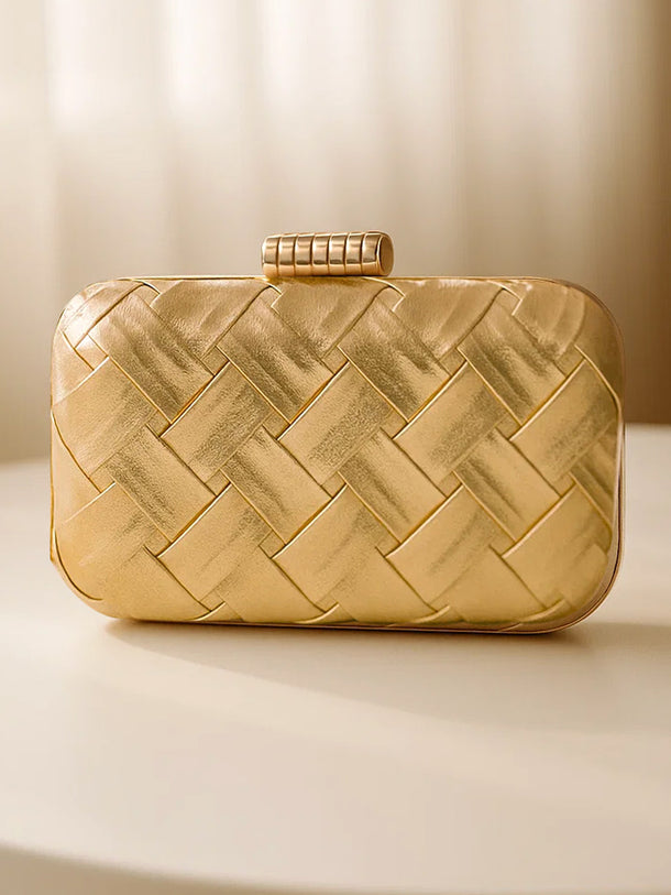 Glam Night Textured Gold Clutch