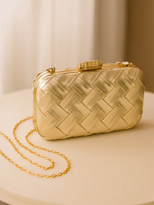 Glam Night Textured Gold Clutch