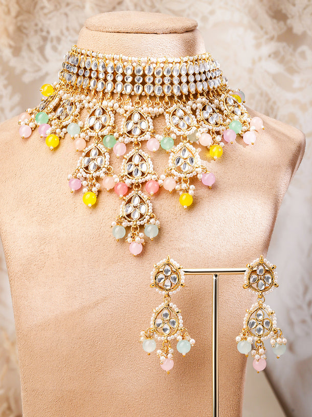 Multicolour Hue Kundan Choker Set