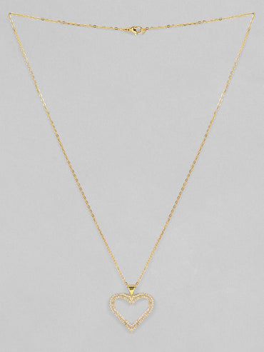 Rubans Voguish Women Gold-Plated Heart Shaped Pendant Studded Chain