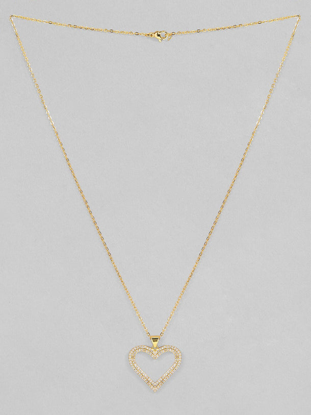 Rubans Voguish Women Gold-Plated Heart Shaped Pendant Studded Chain