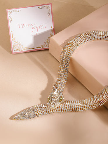 Golden Serpent Zircon Statement Necklace