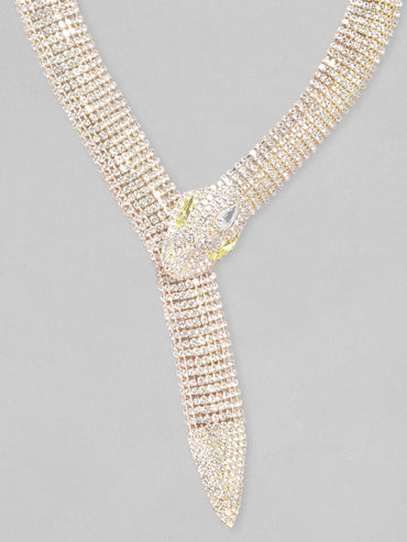 Golden Serpent Zircon Statement Necklace