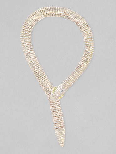 Golden Serpent Zircon Statement Necklace